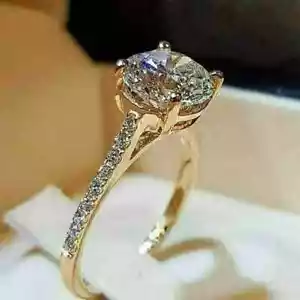 Anillo solitario de diamantes blancos de corte redondo tratado de 3,00 quilates certificado de plata 925 - Imagen 1 de 6