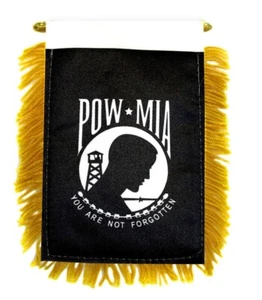 1 Doz POW-MIA Mini Banner Flagge Kriegsgefangener Auto Fenster Spiegel Militär Mini - Bild 1 von 4