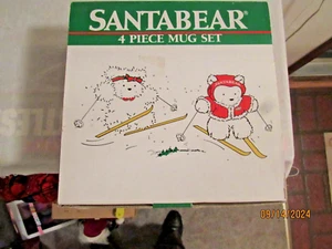 Vintage Rare Dayton Hudson Marshall Field's 1987 4 Santa Bear Mug Set New in Box - Picture 1 of 12