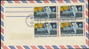 C76 Moon Landing Airmail Border Cachet 1969 doble cancelación UA primer día r LOTE C767 - Imagen 1 de 1
