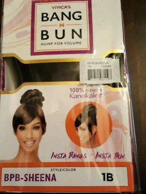 Vivica's Bang N Bun Negro Añade Bangs y un moño a tu peinado 1B Foto 1 de 4