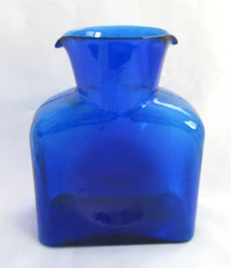 Blenko Cobalt Blue Glass Double Spouted Decanter Open Water Bottle - Picture 1 of 5