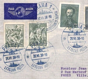 CZECHOSLOVAKIA Air Mail Cover STAMP EXHIBITION 1938 Prague France Paris YQ286 - Picture 1 of 10