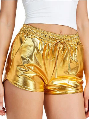 Pantalones Cortos Para Mujer Lentejuelas Brillo Rave Botín Baile Pantalones Cortos Calientes con Bolsillos Foto 1 de 4