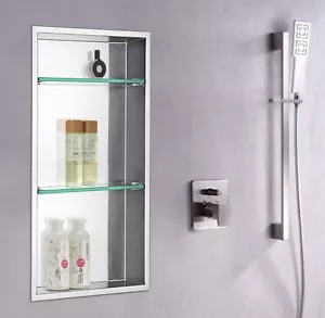 Dawn Kitchen & Bath Products Polished Satin Stainless Steel Shower Niche - Picture 1 of 3
