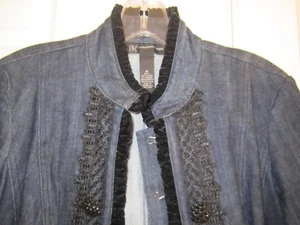 INC WOMENS Denim Jean Jacket Blazer Gray Embellished Womens Size M NEW - Picture 1 of 10