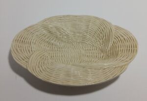 VTG Costa Made In Italy Basket Weave Dish Bowl Trinket Majolica Ivory Colored