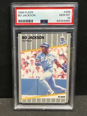 Bo Jackson 1989 Fleer Baseball Card #285 PSA 10 GEM MT Kansas City Royals QTY - Image 1 of 2