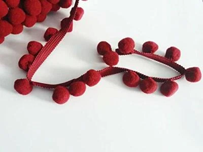 POM POM Bobble Trim Fringe Size XL Cushion Decor 2cm Best Quality BURGUNDY #C - Image 1 of 3