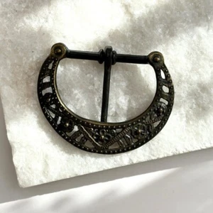 Hebilla de cinturón ornamentada recortada borde curvo estilo suroeste estilo oscuro rico vintage - Imagen 1 de 10