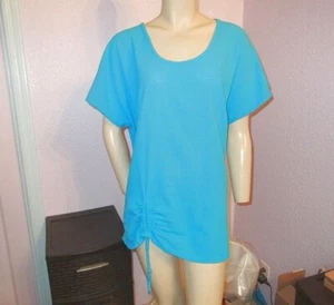 Top túnica asimétrica Oh My Gauze talla XXL 3 mangas cortas turquesa costera - Imagen 1 de 11