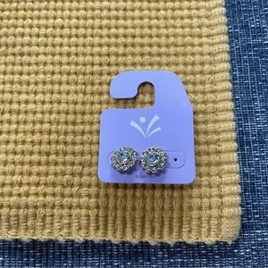 Silver Stud Earrings with Crystal Accents - FREE - Picture 1 of 2