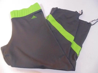 Adidas work out pants Medium gray w/green trim - Image 1 of 3