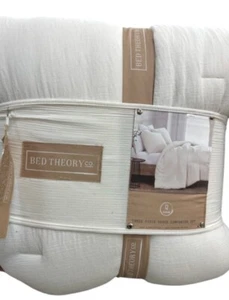 Bed Theory Co. 3 Piece Gauze Queen White Comforter Set Set 90”x90” - Picture 1 of 5