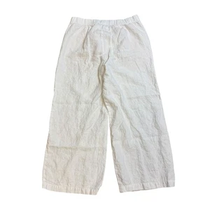 J Jill Love Leinenhose Damen S weiß hoher Bund weites Bein Cropped Resort Strand - Bild 1 von 7