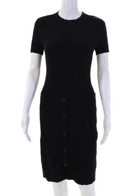 Vestido Emporio Armani para mujer tejido acanalado cuello alto manga corta azul marino talla 36 Foto 1 de 4