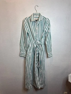 Новый с Ярлыками универсальная нить женщин длинным рукавом Midi платье в полоску синий и зеленый Sz Sm - Изображение 1 из 2