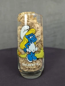 Vintage Die Schlümpfe Schlumpfine Trinkglas Becher Cartoon Peyo Sammlerstück - Bild 1 von 8