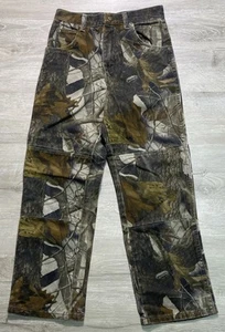 Vintage Wrangler Jeans Youth 12 Green Camo Double Knee Pants Hunting - Picture 1 of 11