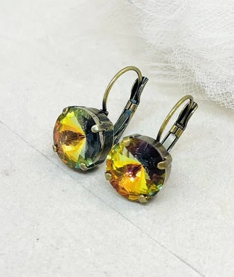 12毫米古董黄铜镀金马利亚杯链式耳环 — 第 1/4 张图片