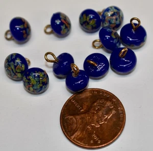DE COLECCIÓN 12 BOTONES DE VIDRIO JAPONÉS • 7,5 mm • Pequeñas CUENTAS DE MUÑECA FLORAL MILLEFIORI - Imagen 1 de 1