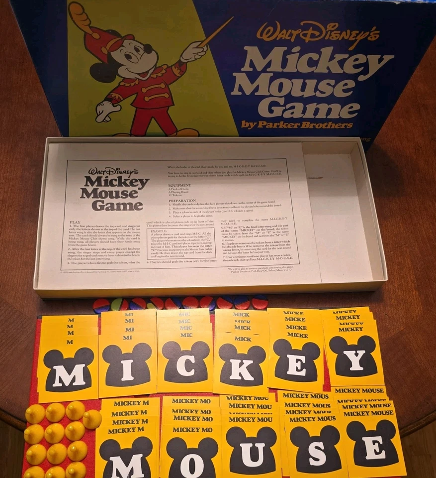 复古 1976 年沃尔特迪斯尼米老鼠棋盘游戏帕克兄弟状况极佳 — 第 1/4 张图片