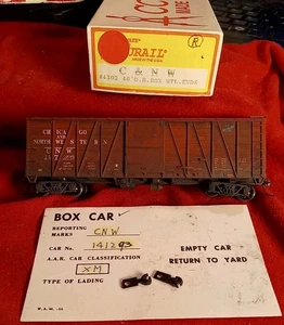Chicago & North Western OB BoxCar Accurail 2525 R4A C&NW 147398 Kadee Ruote + Noi - Foto 1 di 6