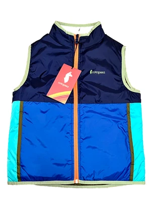 NUEVO CON ETIQUETAS COTOPAXI Niños XL Teca Calido Chaleco con Cremallera Reversible Pijamada Verde Azul Naranja Foto 1 de 4