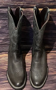 Montana Boots Hombre Negro Cuero de Vaca y Cabra Botas Occidentales EE. UU. TALLA 12EE - Imagen 1 de 7