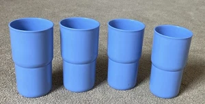 Lot of 4 Tupperware # 2412A Stacking 12 oz. Tumblers Drinking Glasses Blue - Picture 1 of 3