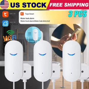 3 PACK Tuya APP Water Leak Sensor Smart WiFi Flood Leakage Level Alarm Detectors - Picture 1 of 12