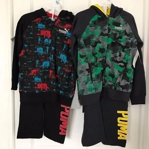 PUMA NWT Boys 3PC Sweat Suit Shirt Tee Top Pants Warm Up Hoodie Sweatshirt 4 5 6 - Picture 1 of 6