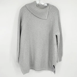 Lands End 1X 16W 18W Knit Gray Sweater Pullover Chunky - Picture 1 of 5