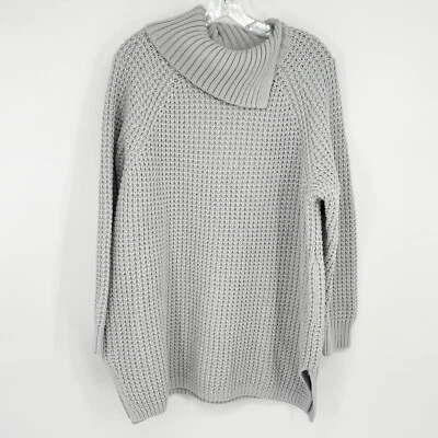 Suéter Pullover Grueso Gris Tejido Lands End 1X 16W 18W Foto 1 de 4