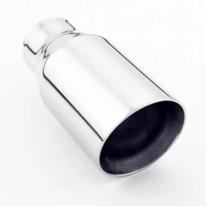 Weld On Stainless Steel Exhaust Tip 2" Inlet 3" Out Angle Cut Dual Wall 7" L - Picture 1 of 7
