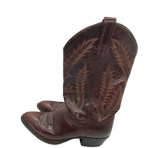 Tony Lama Western Boots Men's Size 10 D Retro 6366 Brown Leather Almond Toe - Picture 1 of 12