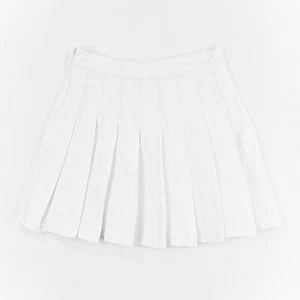 White Preppy Pleated Mini Tennis Skirt Size 8 Lightweight Recycled Fabric w/ Zip - Picture 1 of 10