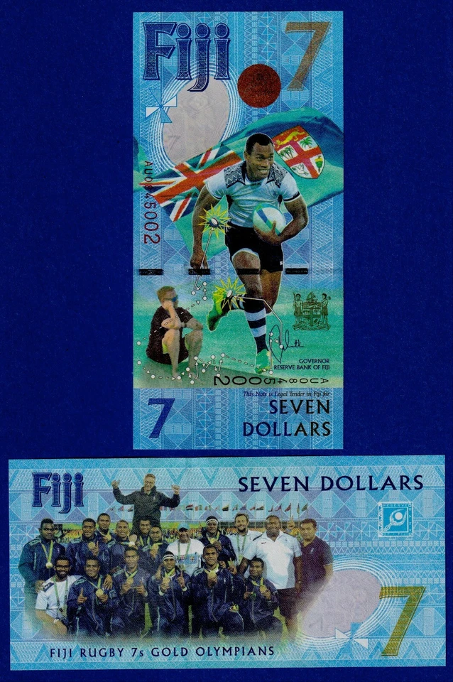 FIJI $7 (2016/2017) P-120 UNC Commemorative Banknote - Rugby 7's Gold Olympians - Image 1 of 1