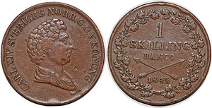 SWEDEN 1 SKILLING 1842  KM#642  - Imagen 1 de 1