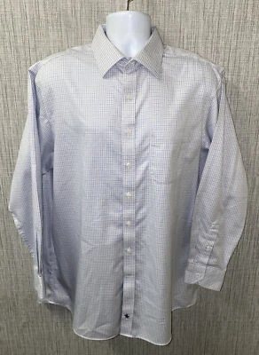Camisa de vestir Hart Schaffner Marx para hombre blanca/azul algodón Pima manga larga talla 17 Foto 1 de 4