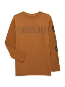 Timberland Logo Graphic Print Tee ​Boys S(8) Wheat Crewneck Long Sleeve Pullover - Picture 1 of 16