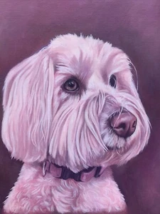 Custom Realistic Pet Portrait Painting on Canvas board 8"x10" - Picture 1 of 6