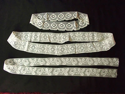 Pack 3 -schnitte Spitzen- Antik Aus Maschen Quadratische - Bild 1 von 4