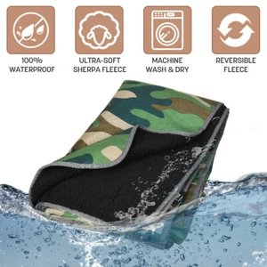 Waterproof Outdoor Blanket with Sherpa Lining Windproof Layers Foldable 59"x80" - Picture 1 of 7