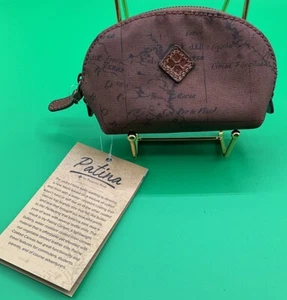 A Very Rare New Patricia Nash Leather Canvas World Print Small Zip Coin Purse - Picture 1 of 4