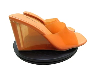 Sandali con zeppa plateau torrido donna 8 WW arancione Y2K grossi cosplay slip on - Foto 1 di 12