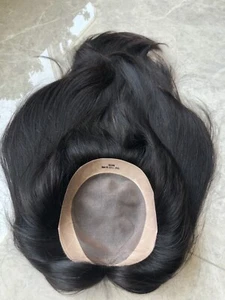 18" Mono Lace Human Remy Hair Topper Tape On PU Edge Breathable Human Hairpiece - Picture 1 of 11