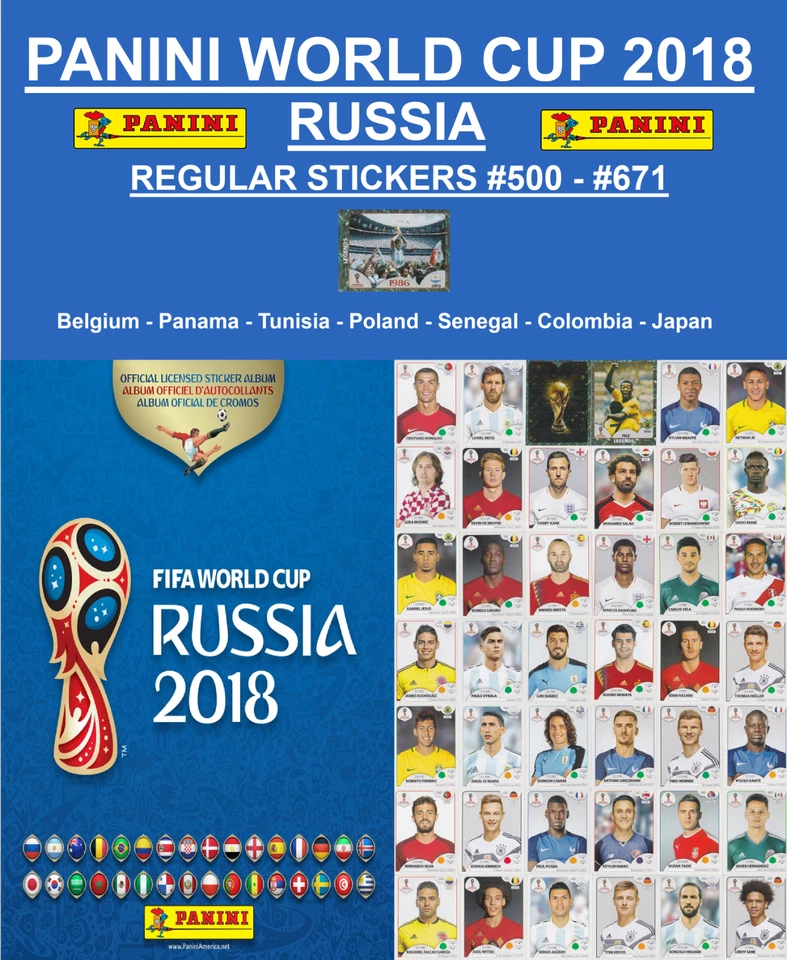 PANINI FIFA WORLD CUP RUSSIA 2018 - REGULAR STICKERS #500-#671 -BUY 1,GET 1 FREE - Image 1 of 1