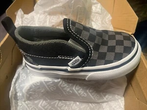 Skate Classic Vans Toddler Black & Pewter Slip On W/strap Shoe 4.5 TD New W/Box - Picture 1 of 4