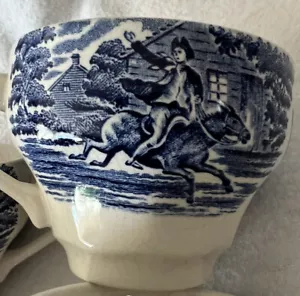 Four Liberty Blue dinnerware Vintage Cups Paul Revere Made In England 3.5 X 3 - Picture 1 of 11